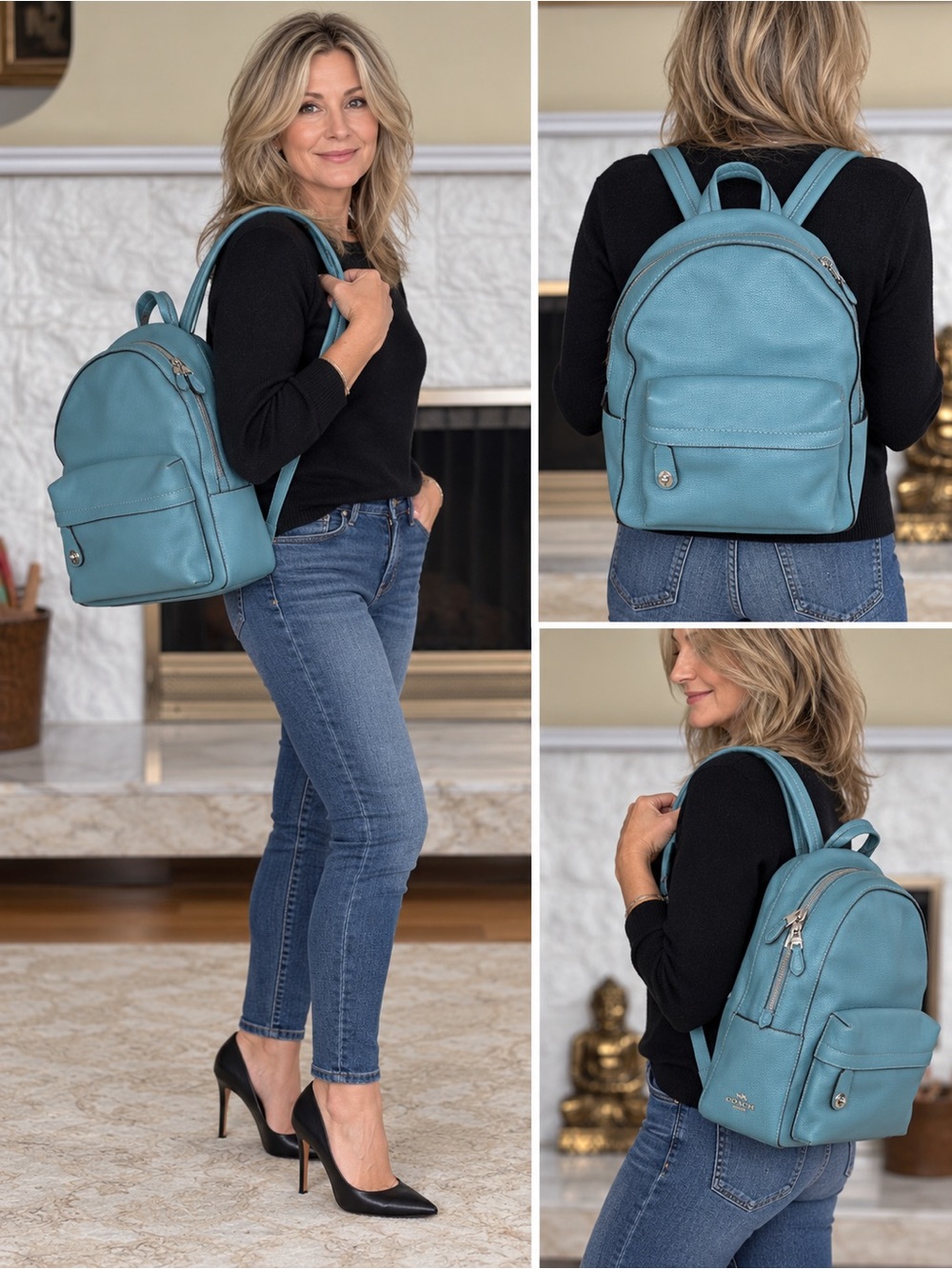 Coach Campus Backpack in Light Teal Pebbled Leather $550 New